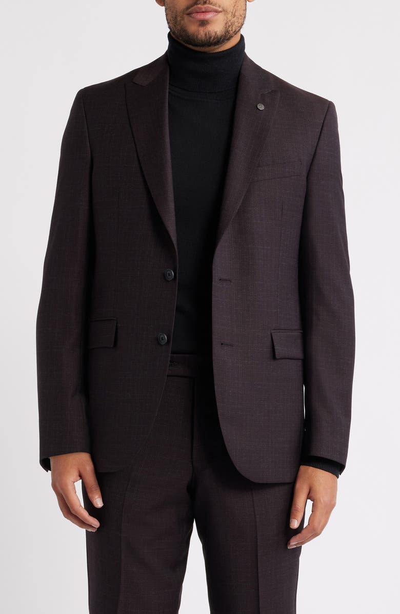 AllSaints Rawdon Peak Lapel Slim Fit Wool Suit, Alternate, color, Burgundy