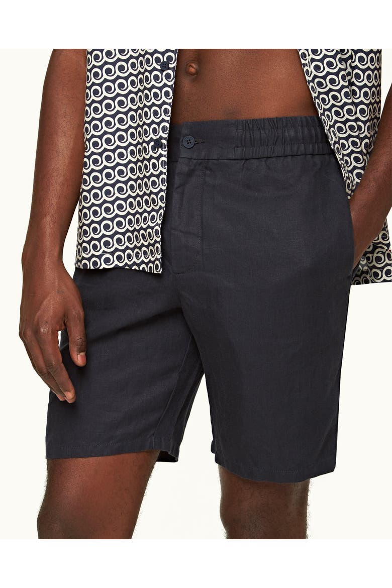 Cornell Linen Easy Tailored Fit Washed Linen Shorts, Alternate, color, NIGHT IRIS