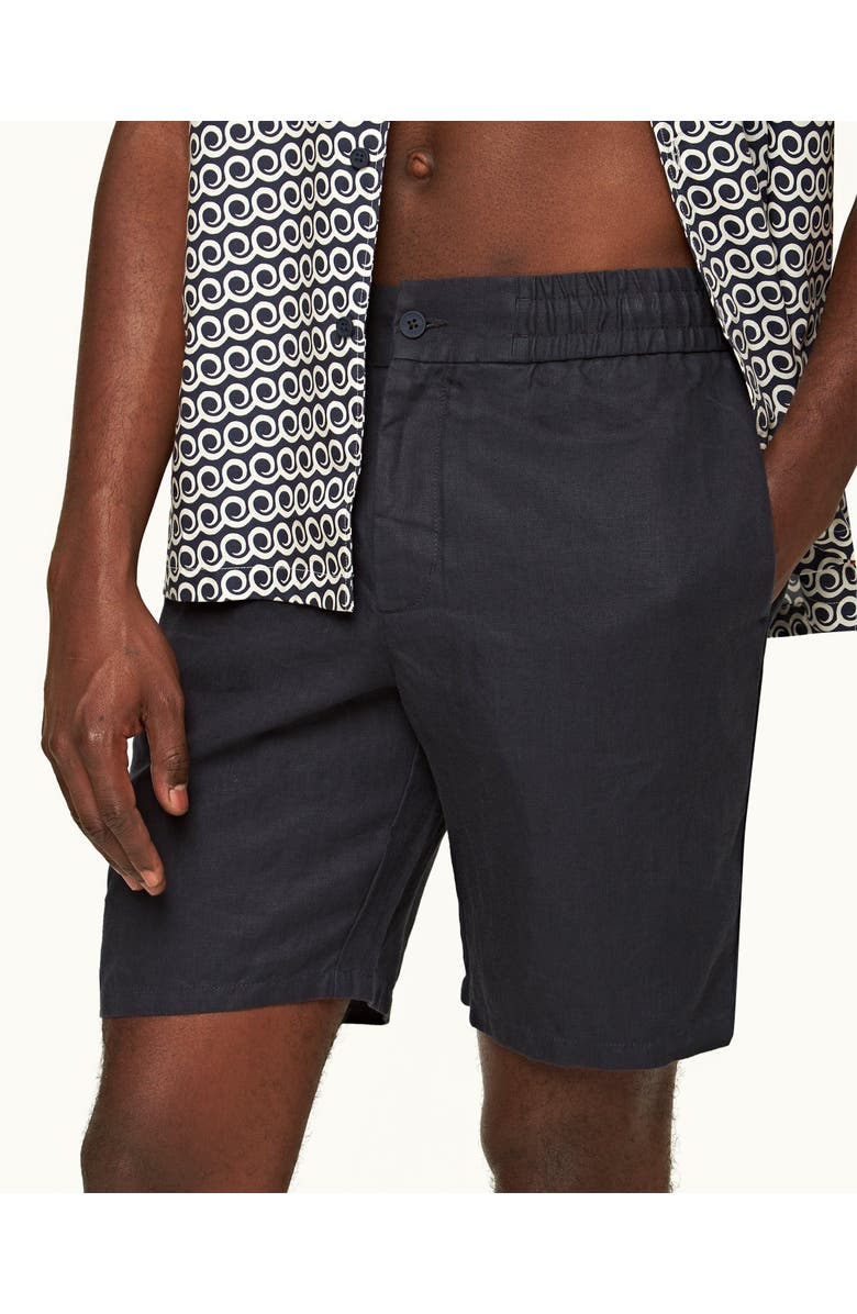 Orlebar Brown Cornell Linen Easy Tailored Fit Washed Linen Shorts, Alternate, color, Night Iris