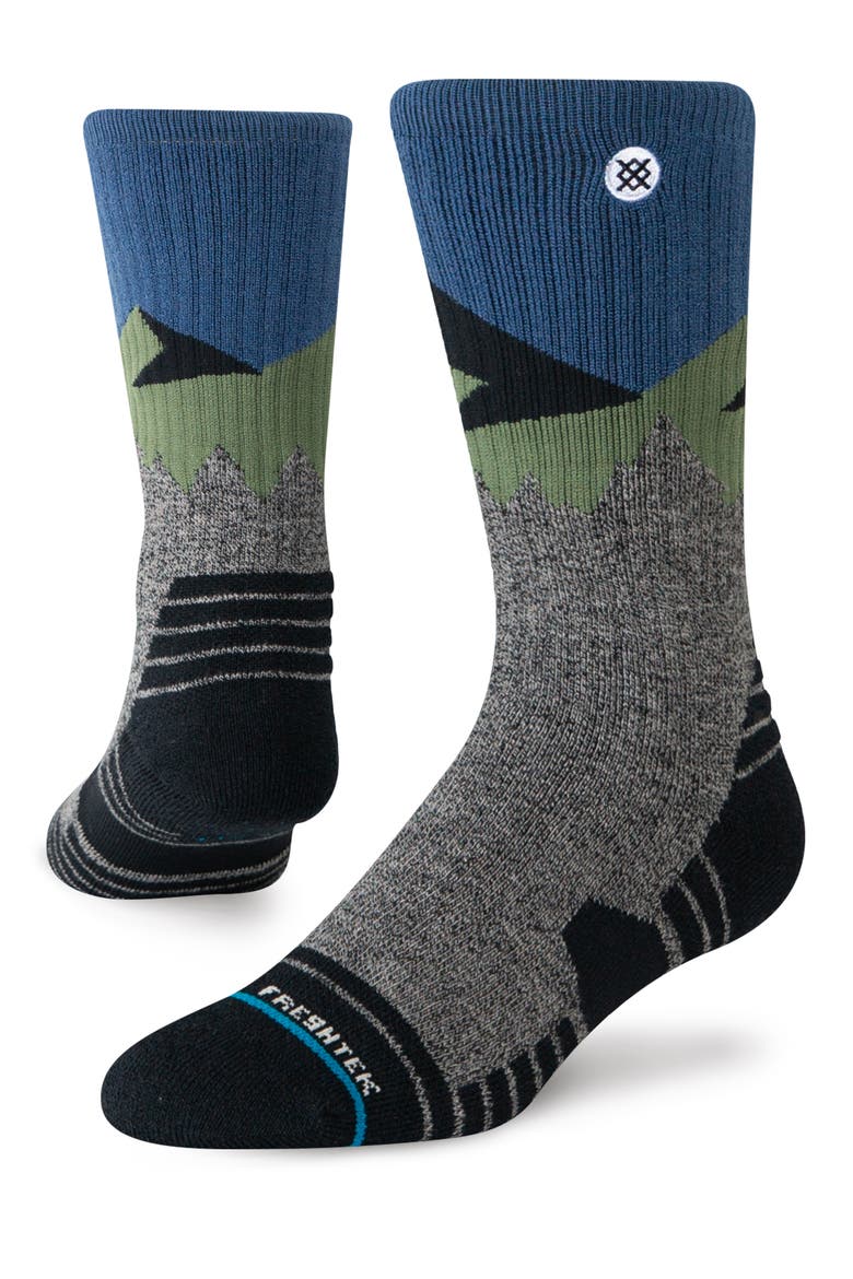 South Face Hike Crew Socks, Main, color, BLACK HEATHER