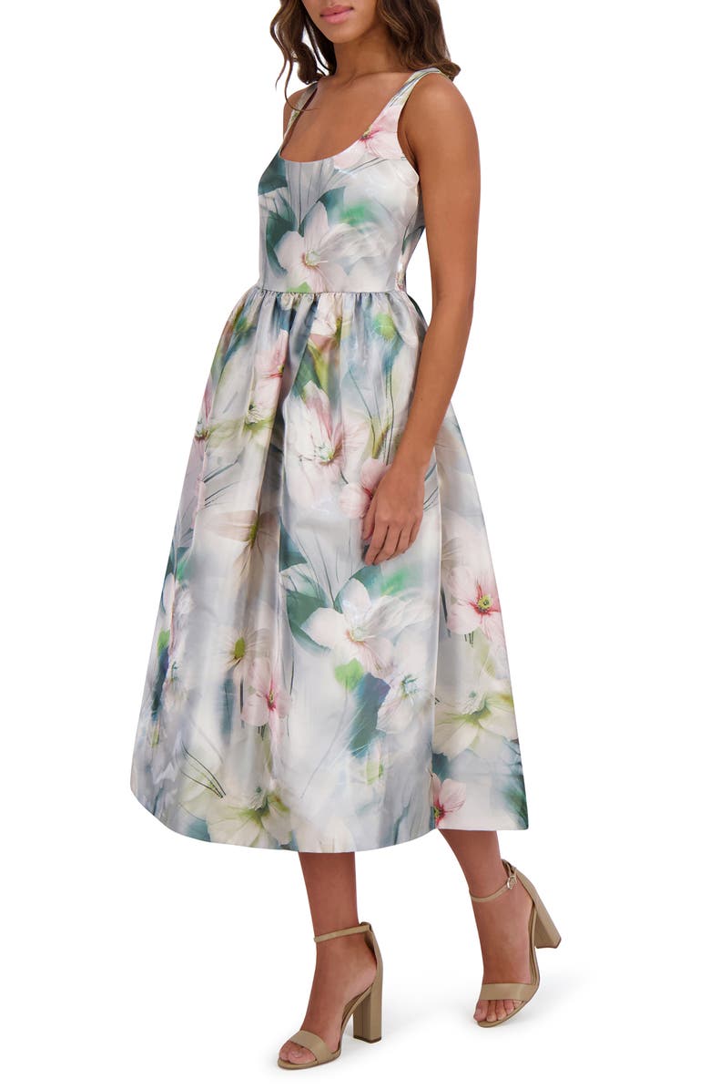 Kensie Shimmer Twill Midi Dress, Alternate, color, Grey Multi