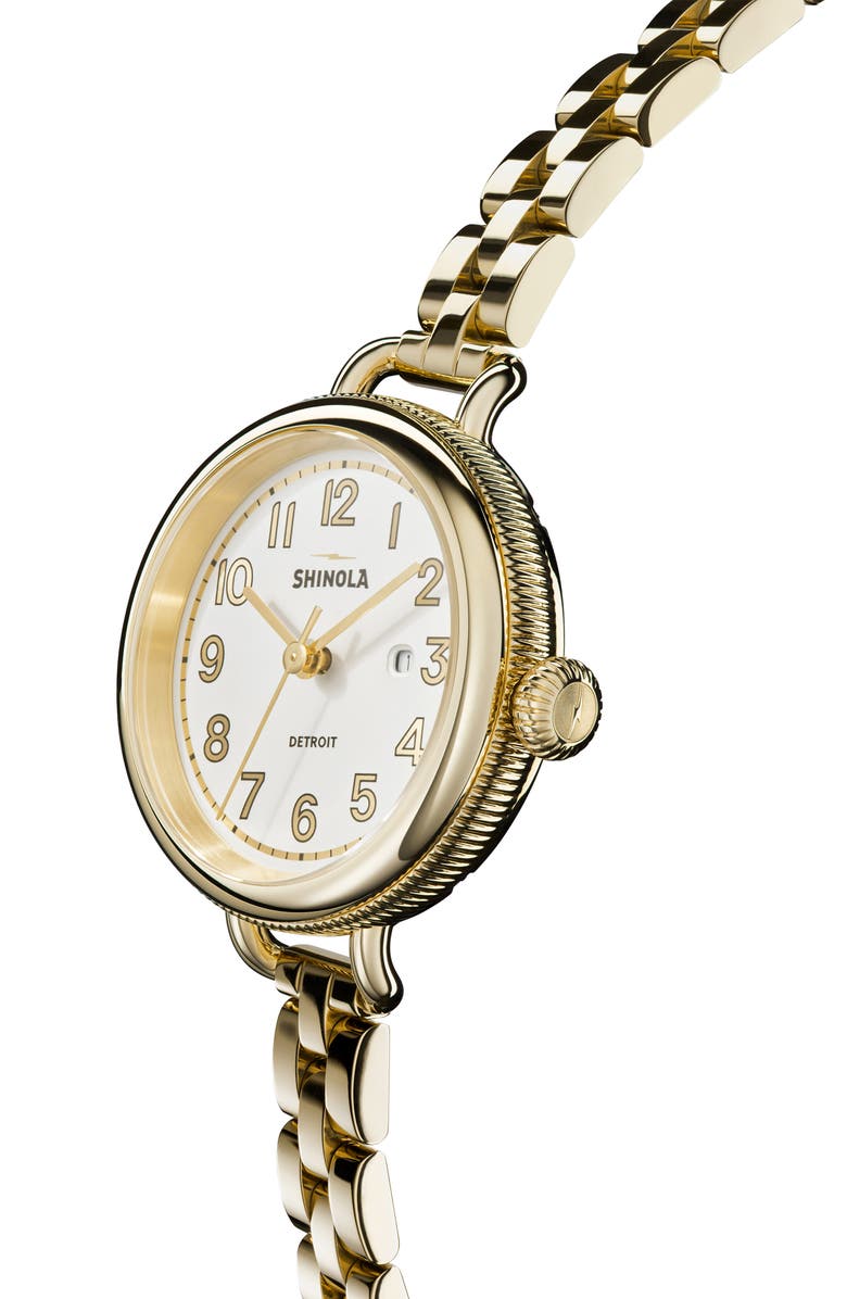 Shinola The Birdy Bracelet Watch, 34mm, Alternate, color, Light Silver