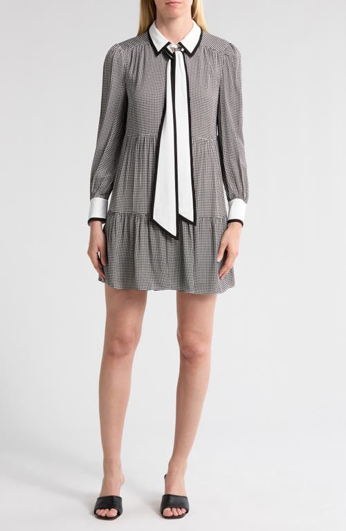 Alice And Olivia Carol Silk Dress In Mini Houndstooth