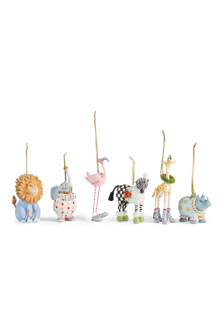 Set of 6 Patience Brewster Jambo Mini Ornaments, Alternate, color, BLUE MULTI