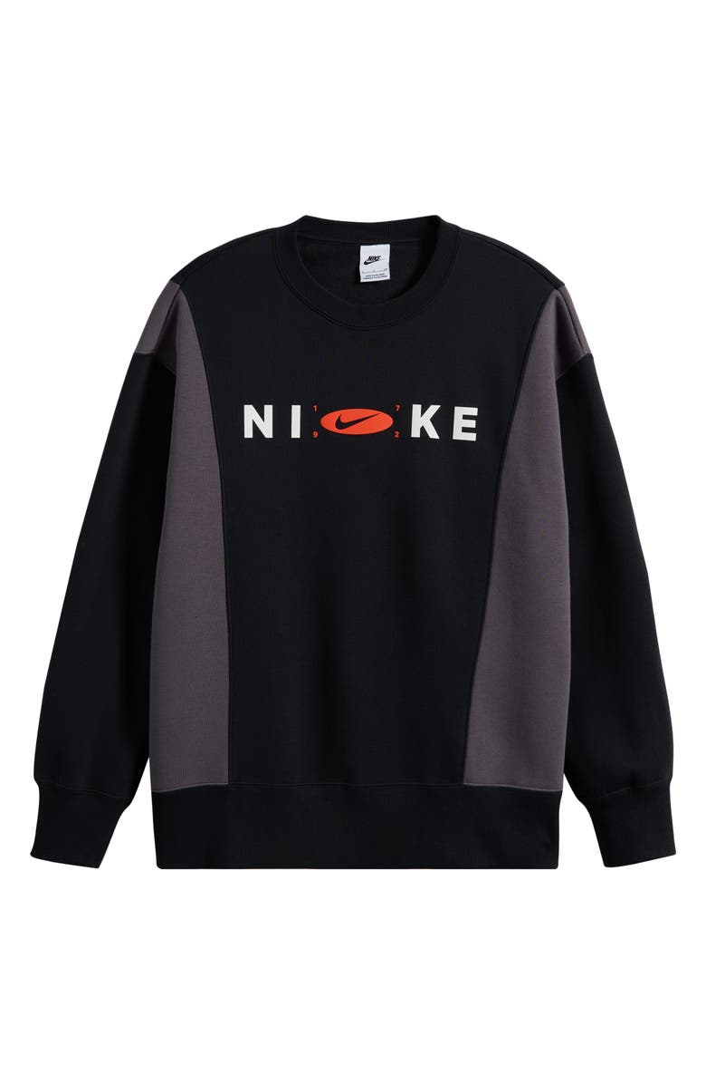 Nike Phoenix Fleece Oversize Crewneck Sweatshirt, Alternate, color, Black/ Thunder Grey
