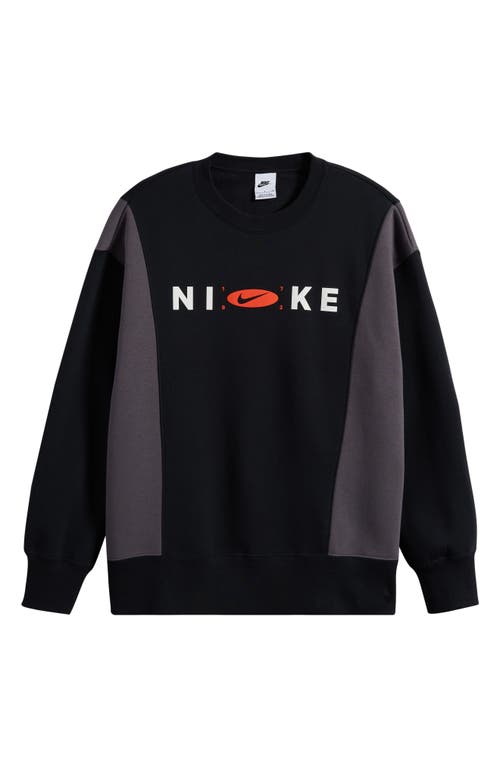 Nike Phoenix Fleece Oversize Crewneck Sweatshirt In Black