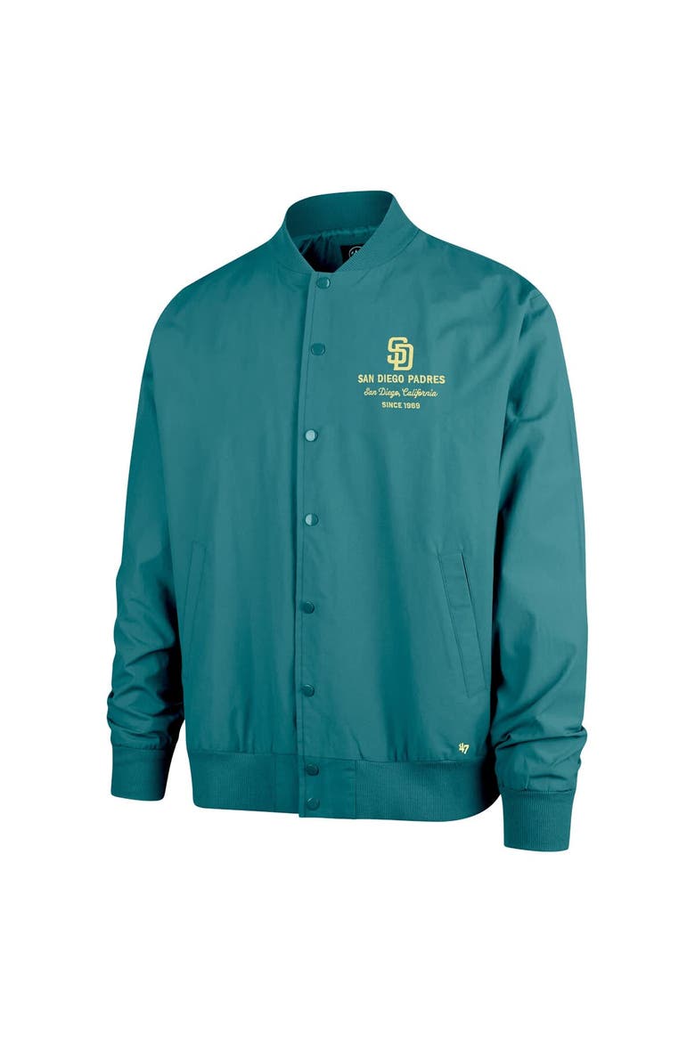 Men's '47  Hunter Green San Diego Padres Anderson Twill Full-Snap Bomber Jacket, Alternate, color, Hunter Green