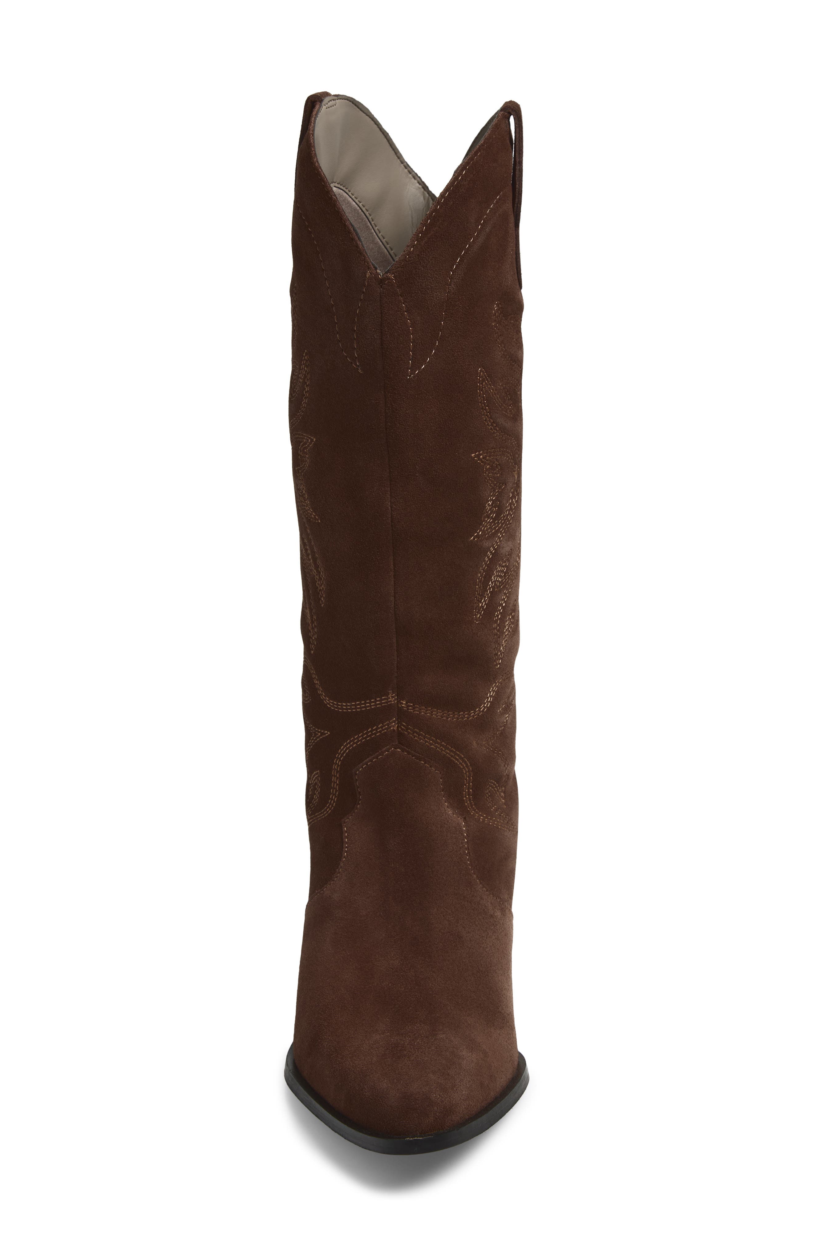 Freya Leather Western Boot, Alternate, color, DARK BROWN