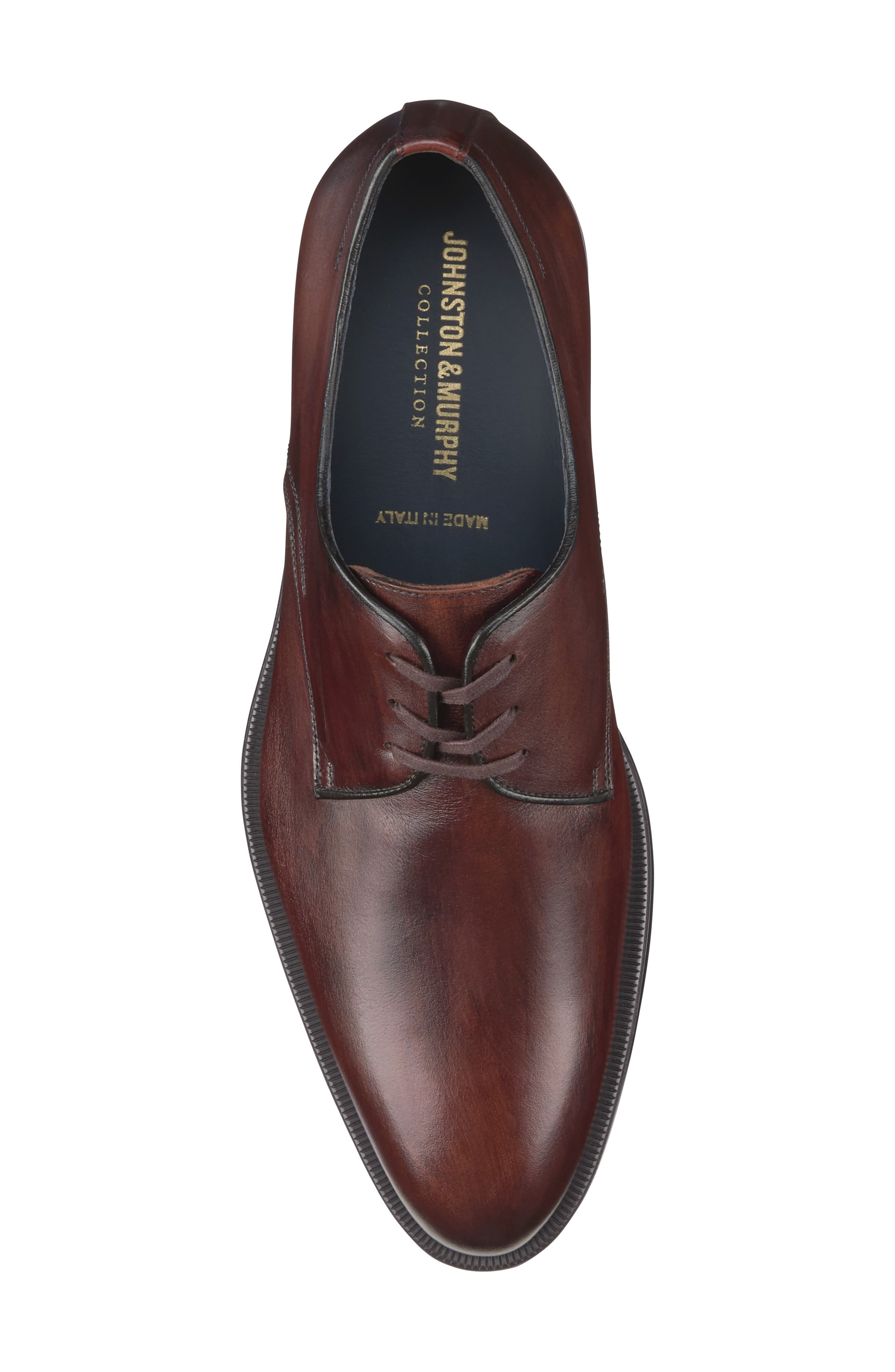 Johnston & Murphy Flynch Plain Toe Derby, Alternate, color, Mahogany Italian Calfskin
