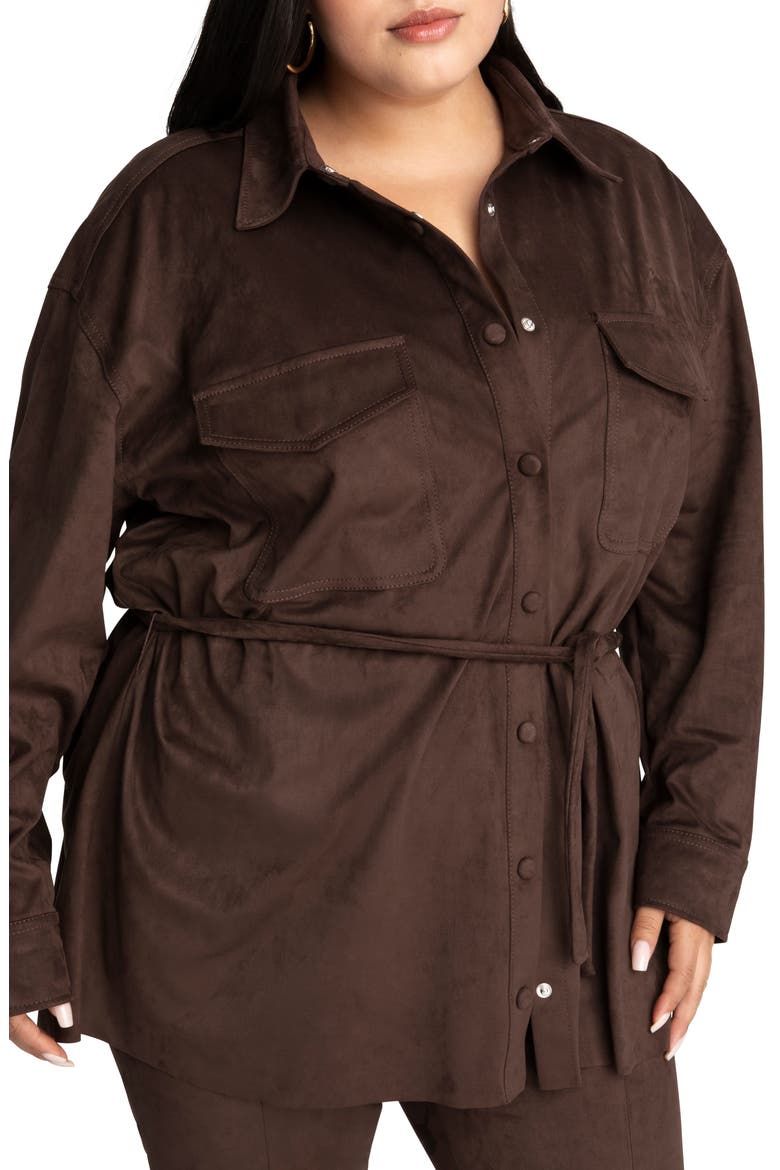 Belted Shirt Jacket, Alternate, color, CHOCOLATE003