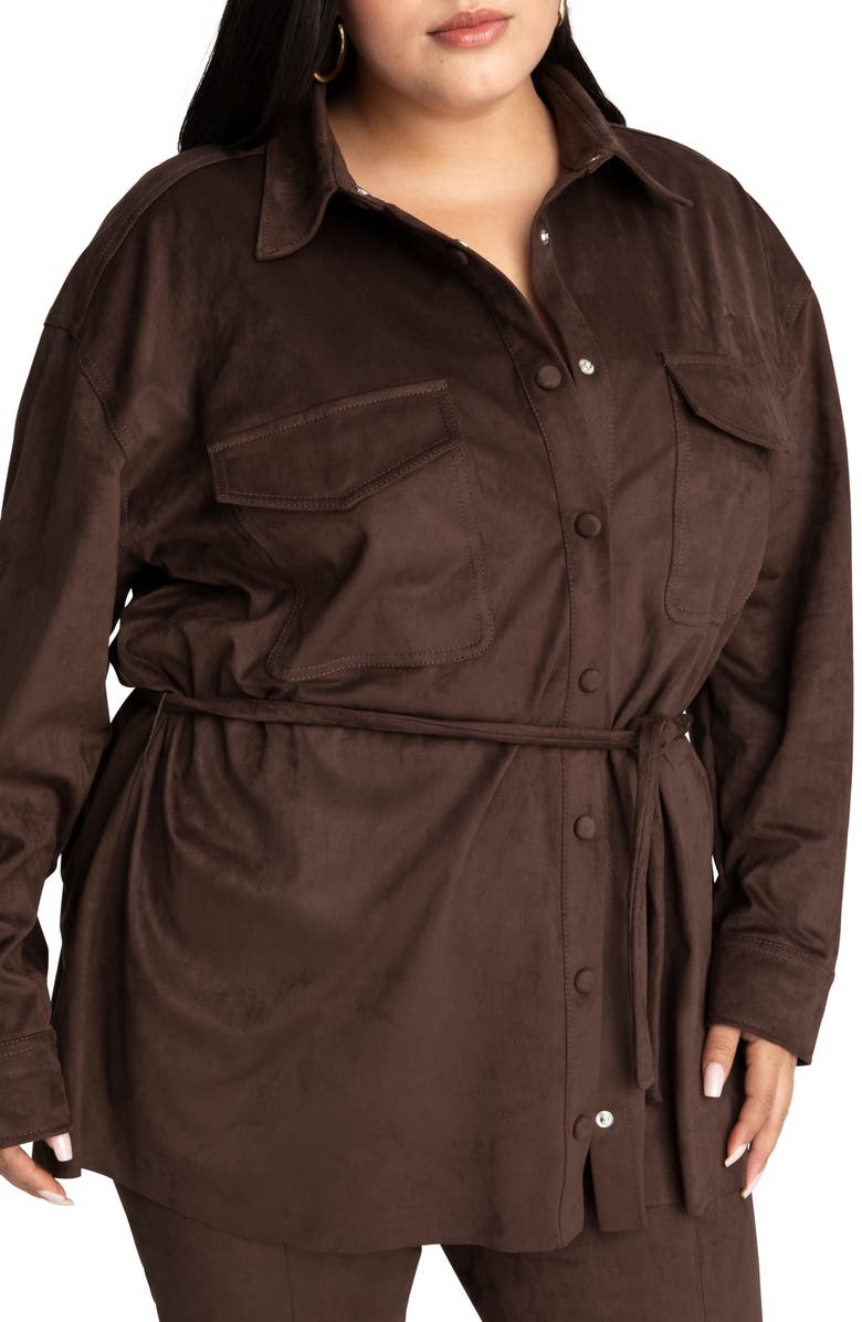Good American Belted Shirt Jacket, Alternate, color,