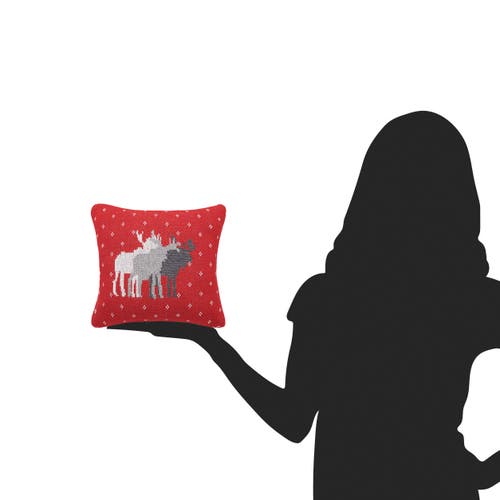 C & F Home C&f Home 3 Moose Cotton Small/petite Accent Pillow, 10" X 10" In Red