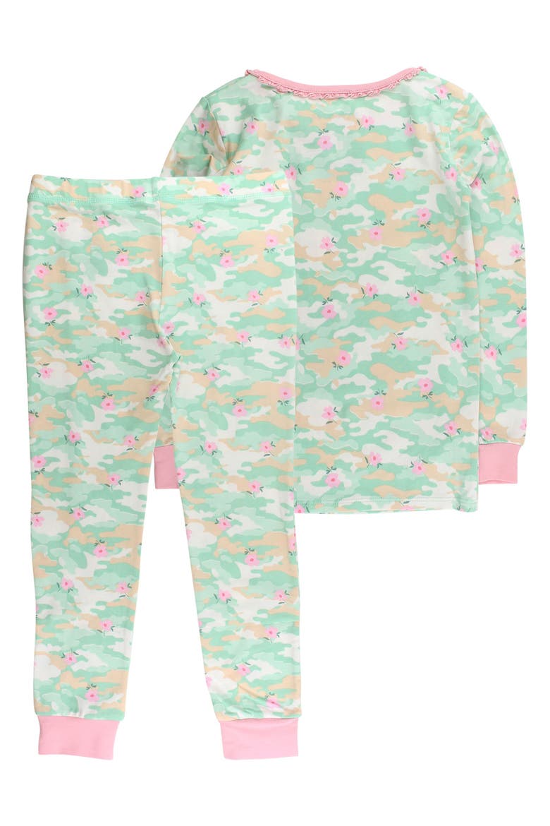 Modal Blend Ruffle Long Sleeve Pajama Set, Alternate, color, Sage Blossom Camo