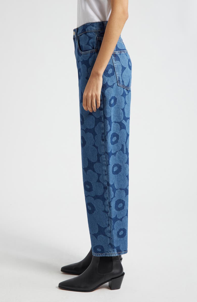 Marimekko Unikko Crop Cotton Stretch Twill Jeans, Alternate, color, Mid Indigo