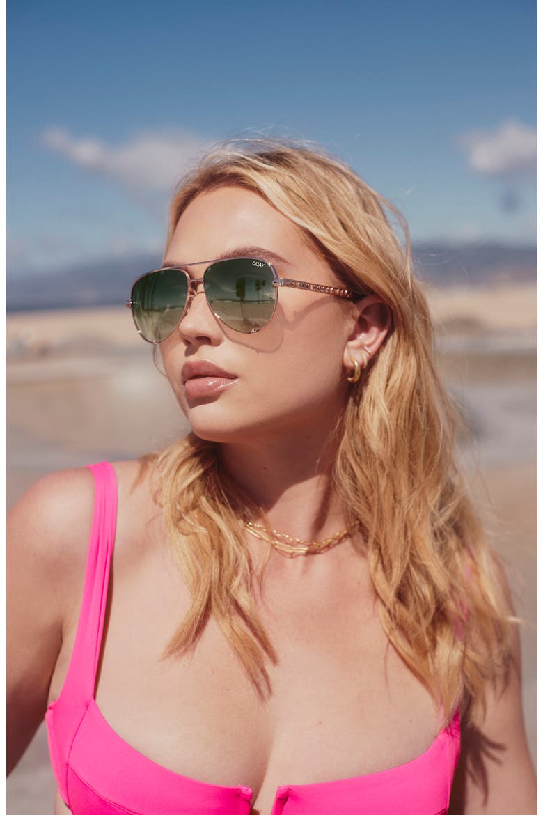 High Key Links 60mm Polarized Aviator Sunglasses, Alternate, color, ROSE / GREEN FADE POLARIZED
