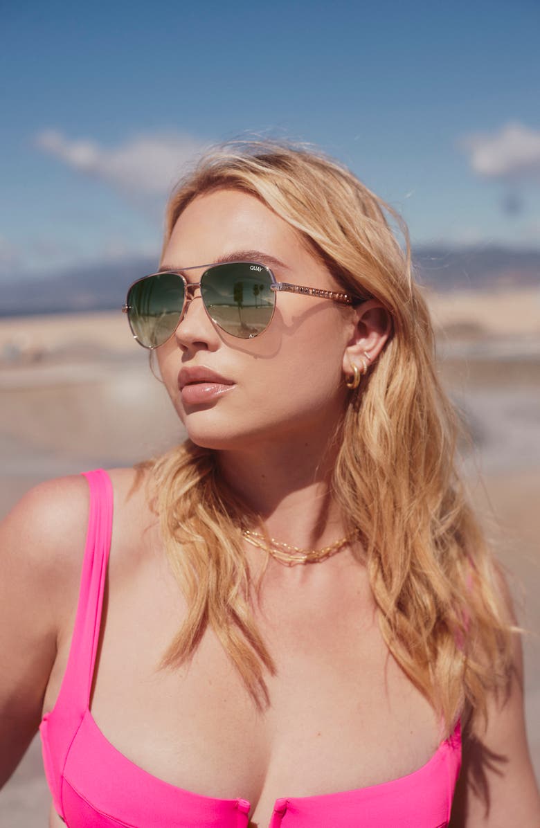 QUAY High Key Links 60mm Polarized Aviator Sunglasses, Alternate, color,