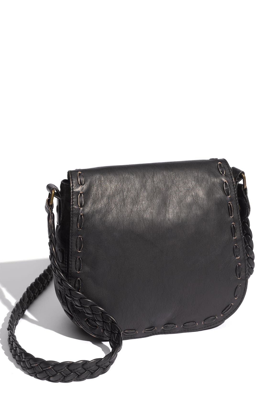 Braided Strap Crossbody Bag, Main, color, BLACK