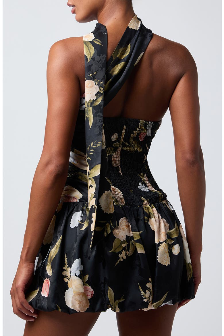 Lucy Strapless Bubble Hem Minidress, Alternate, color, BLACK FLORAL