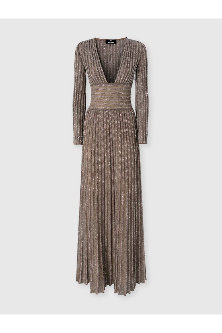 Long Dress With Deep Neckline And Sequins, Main, color, Pink
