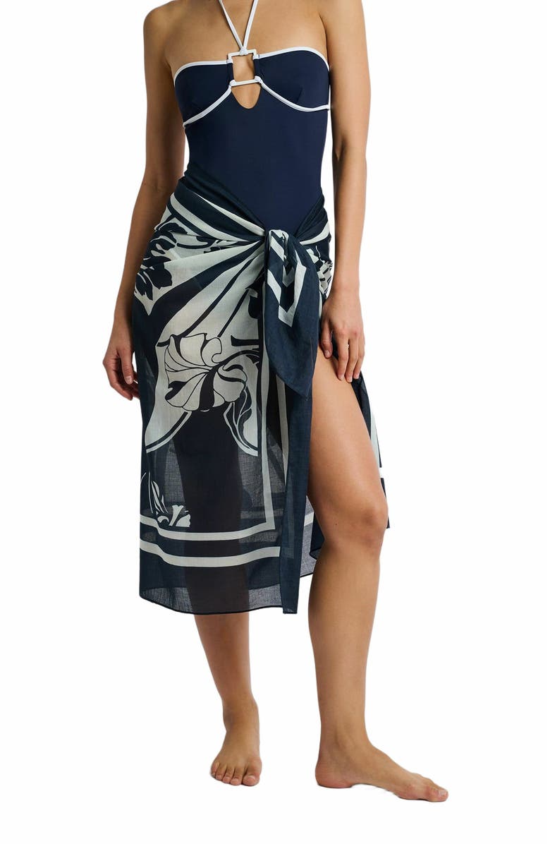 Onia Cotton Chiffon Pareo, Alternate, color, Deep Navy/Egret