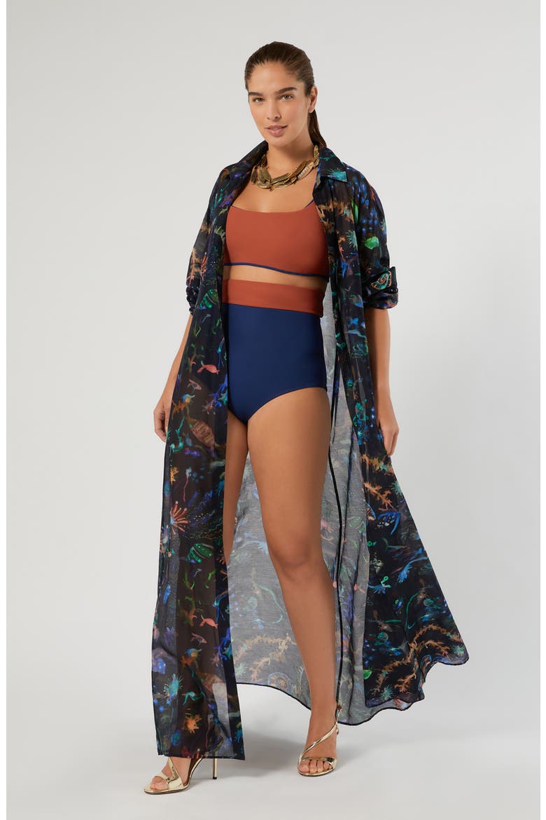 Cotton & Silk Shirtdress, Alternate, color, MIDNIGHT BLUE