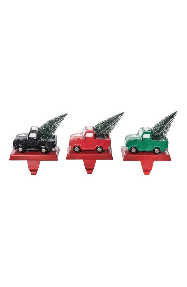 Transpac Resin Holiday Truck Stocking Holder Set of 3 Christmas Decor, Main, color, Multi