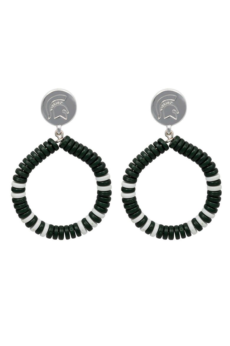 Michigan State Spartans Raya Earrings, Main, color, Silver
