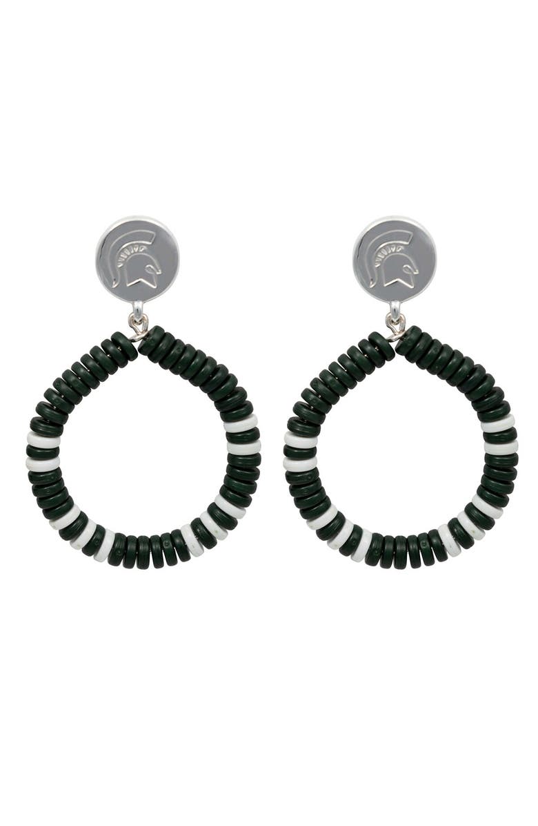 EMERSON STREET Michigan State Spartans Raya Earrings, Main, color, Silver