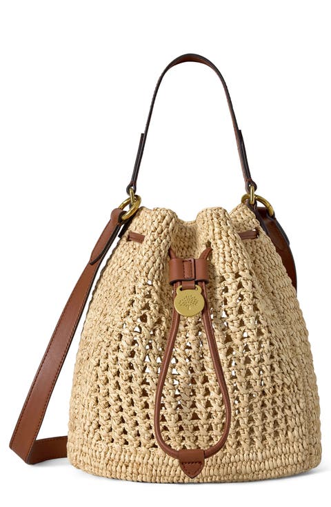 Small Crochet Raffia Bucket Bag