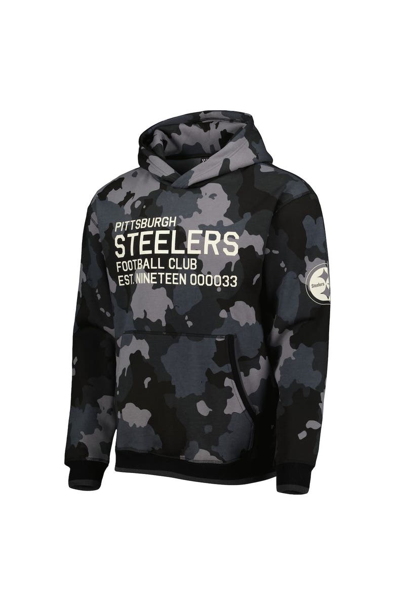 THE WILD COLLECTIVE Men's The Wild Collective Black Pittsburgh Steelers Camo Pullover Hoodie, Alternate, color, 