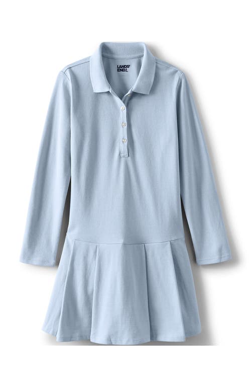 LANDS' END LANDS' END GIRLS LONG SLEEVE MESH PLEATED POLO DRESS