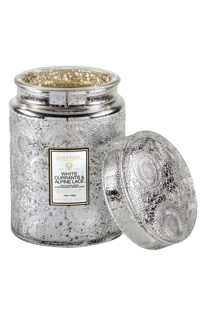 Voluspa Japonica White Currants & Alpine Lace Large Glass Jar Candle, Alternate, color, 