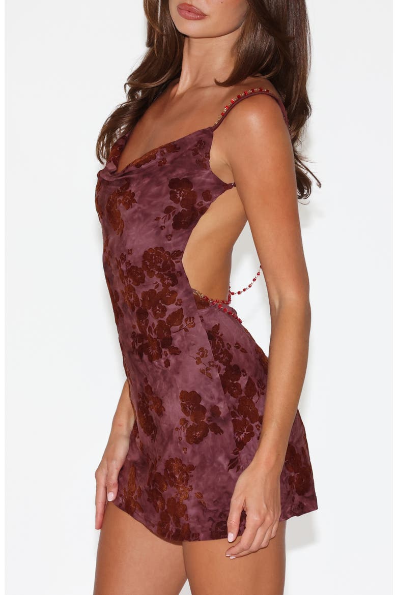 Sparrow Floral Velvet Burnout Minidress, Alternate, color, CHOCOLATE BROWN