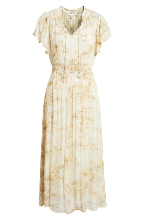 Crinkle Chiffon Midi Dress