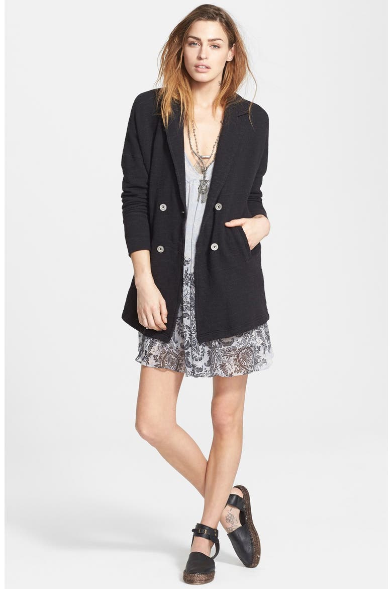 'Casual Friday' Double Breasted Blazer, Main, color, BLACK COMBO