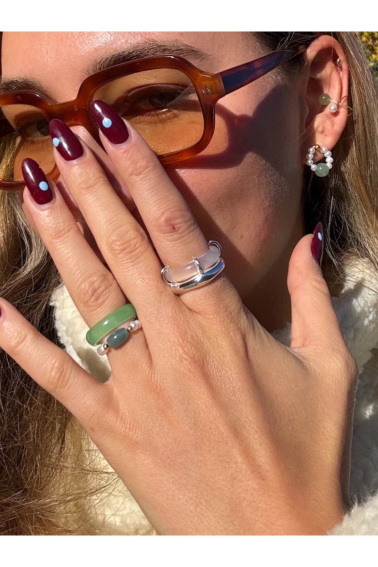 Cove White Chalcedony Sculpted Ring, Alternate, color, White