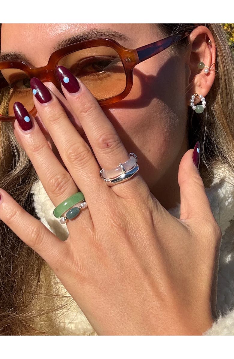 seree Cove White Jade Stone Sculpted Ring, Alternate, color, White