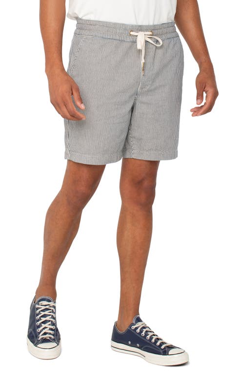 Liverpool Los Angeles Stripe Drawstring Shorts In Gray