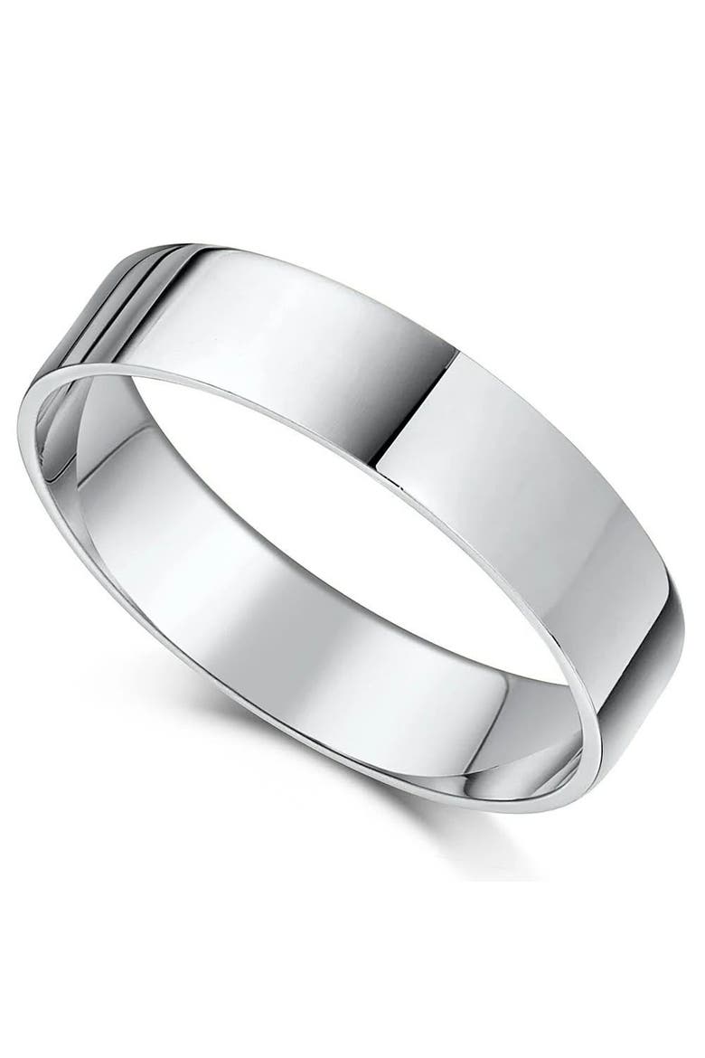 5mm Flat High Polished Wedding Plain Comfort Fit Band 14K Gold Unisex, Main, color, 14k White Gold