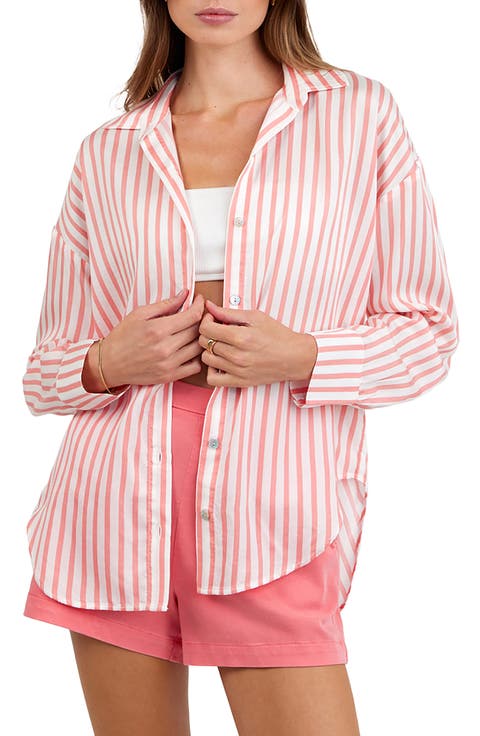 Stripe Oversize Button-Up Shirt