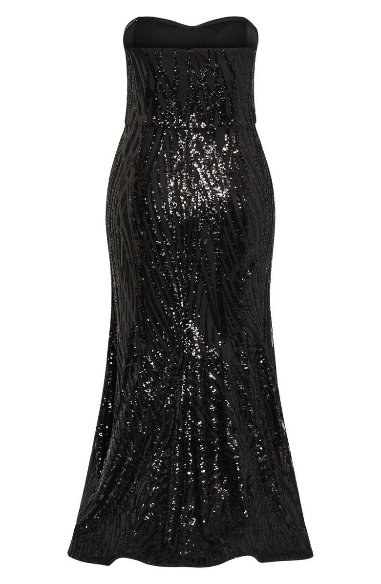 City Chic Monroe Sequin Sweetheart Strapless Gown, Alternate, color, 