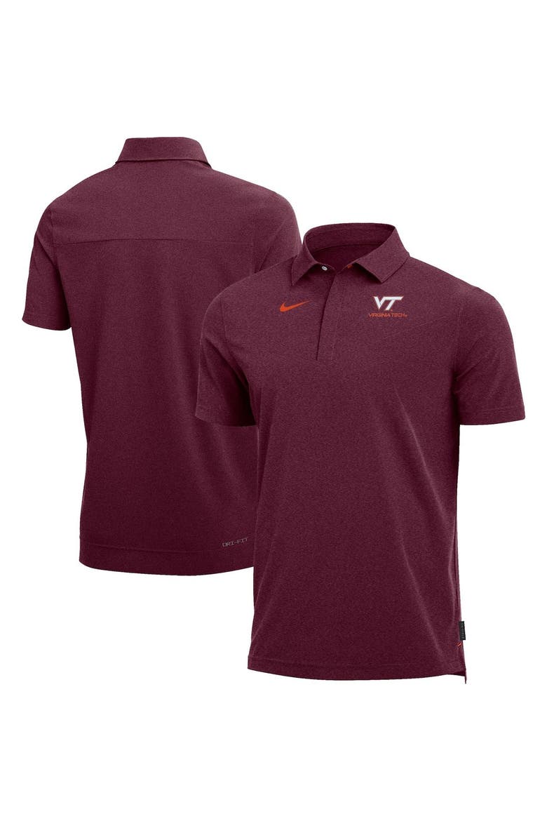 Men's Nike Heathered Maroon Virginia Tech Hokies 2022 Coach Performance Polo, Main, color, Heather Maroon