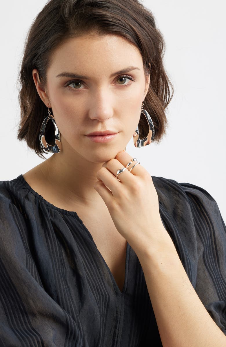 Nordstrom Organic Open Frontal Hoop Earrings, Alternate, color, Silver