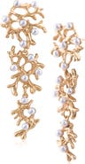 JARDIN Faux Pearl Coral Drop Earrings