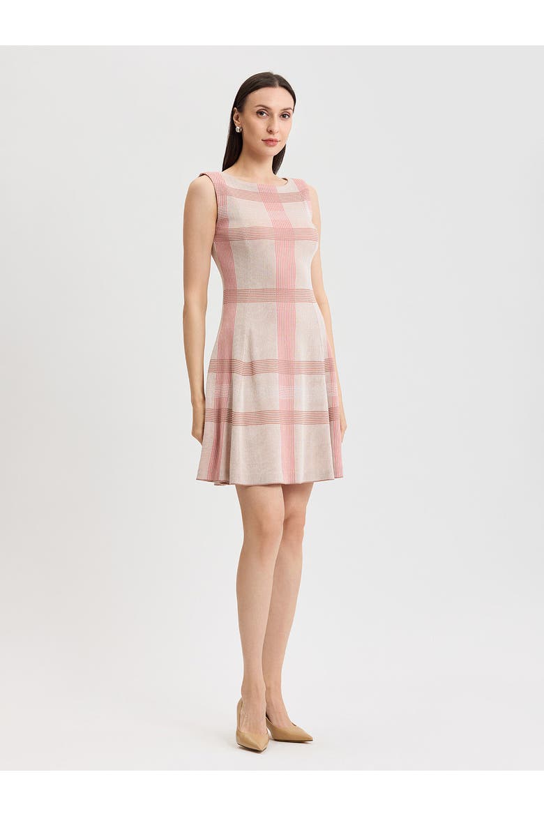 A-Line Multi Color Plaid Knit Dress, Alternate, color, HoneySuckle/Charmeuse/Ivory