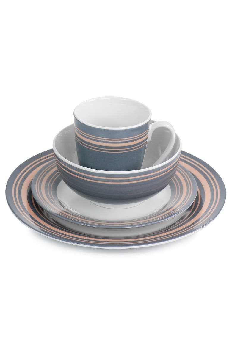 Silver Wind 16 Piece Fine Ceramic Dinnerware Set, Alternate, color, Gray