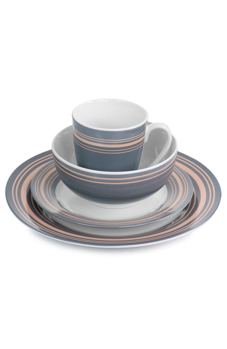 Gibson Home Silver Wind 16 Piece Fine Ceramic Dinnerware Set, Alternate, color, Gray