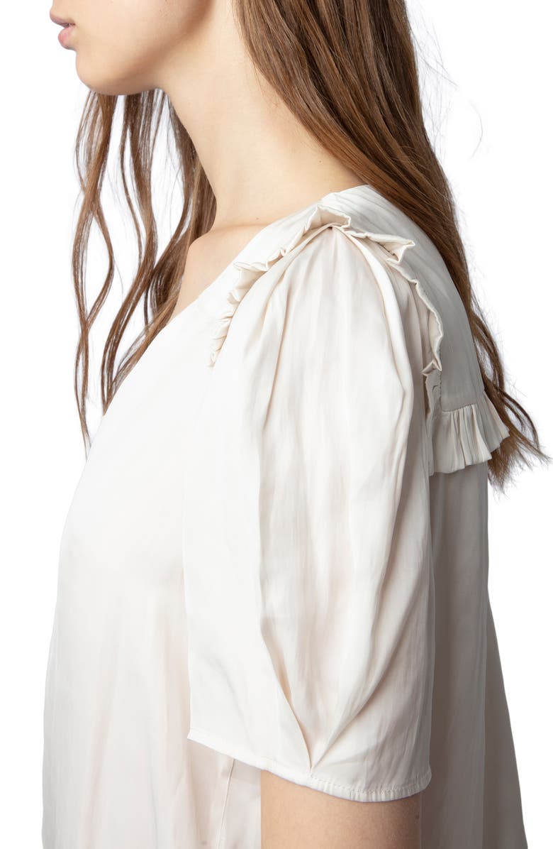 Zadig & Voltaire Twisty Satin Ruffle Top, Alternate, color, 