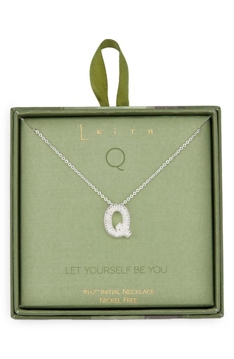 Pavé Cubic Zirconia Initial Pendant Necklace