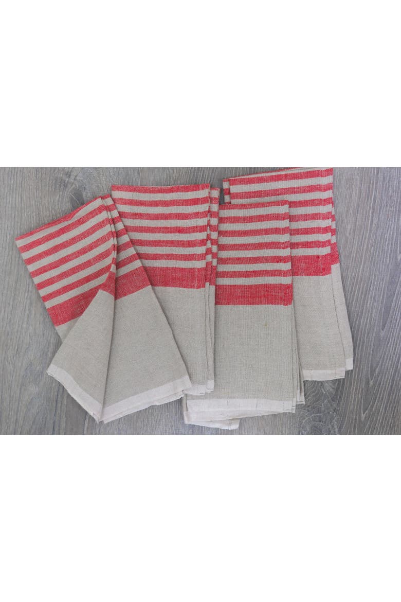 Brittany Napkins - Set of 4, Alternate, color, Natural, Red 20" x 20"